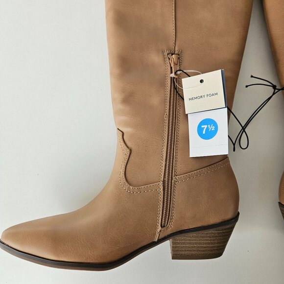 Universal Thread Womens Western Knee High Light Brown Memory Foam Boots Size 7.5 - Picture 14 of 14